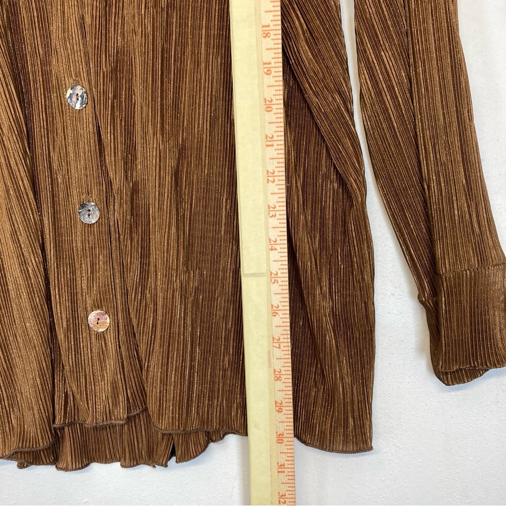 Show me your MuMu Blouse Oversized Everywhere Button Down  Chocolate Pleat Sz XL - Picture 12 of 16